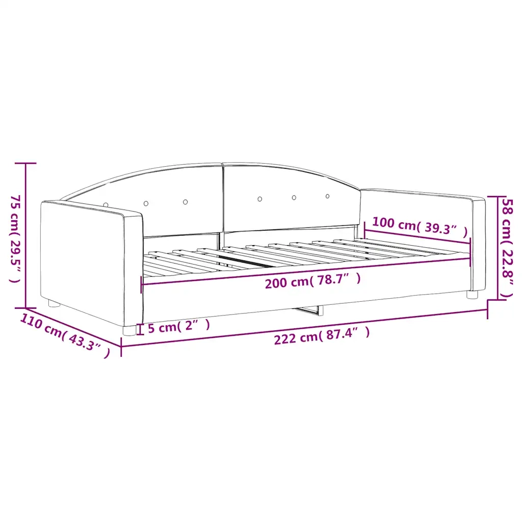 Letto da Giorno Grigio Scuro 100x200 cm in Velluto 354144