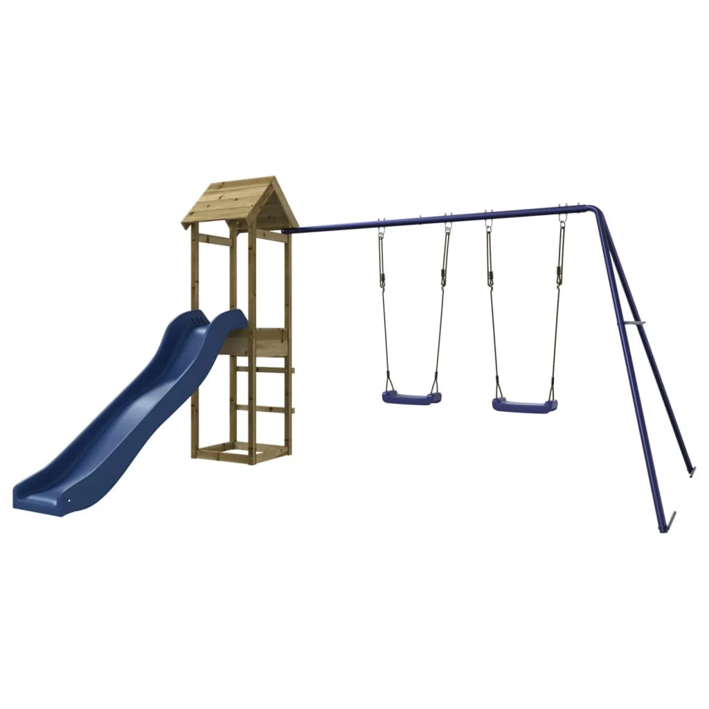 Altalene per parco giochi all'aperto scivolo altalene robuste giochi da giardino 308 x 315 x 194 cm legno di pino impregnato 02_0004738