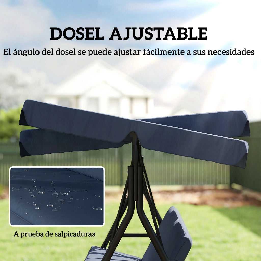Altalena da Giardino 3 Posti con Tenda Regolabile ¨C zephmum ¨C 172x118x153 cm Blu