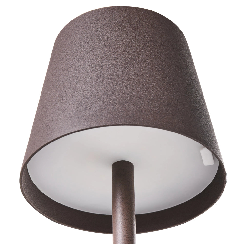 Lampada da tavolo marrone in alluminio per interni ed esterni, moderna, con interruttore touch e cavo USB per ricarica senza fili