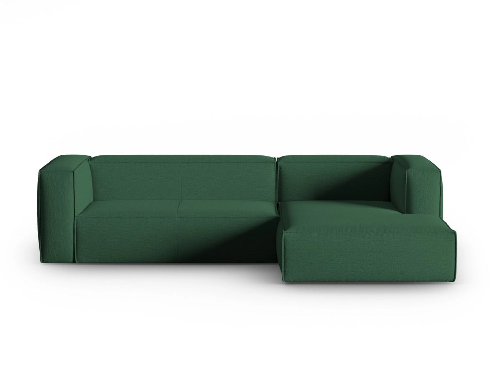 Cosmopolitan Design - Divano angolare destro "Mackay" 4 posti in velluto strutturato verde 