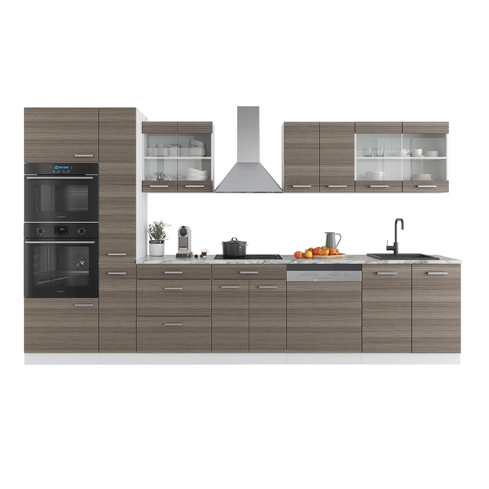 Vicco Mobile da cucina Grigio prezioso/bianco 350 cm con armadio alto, PL Antracite