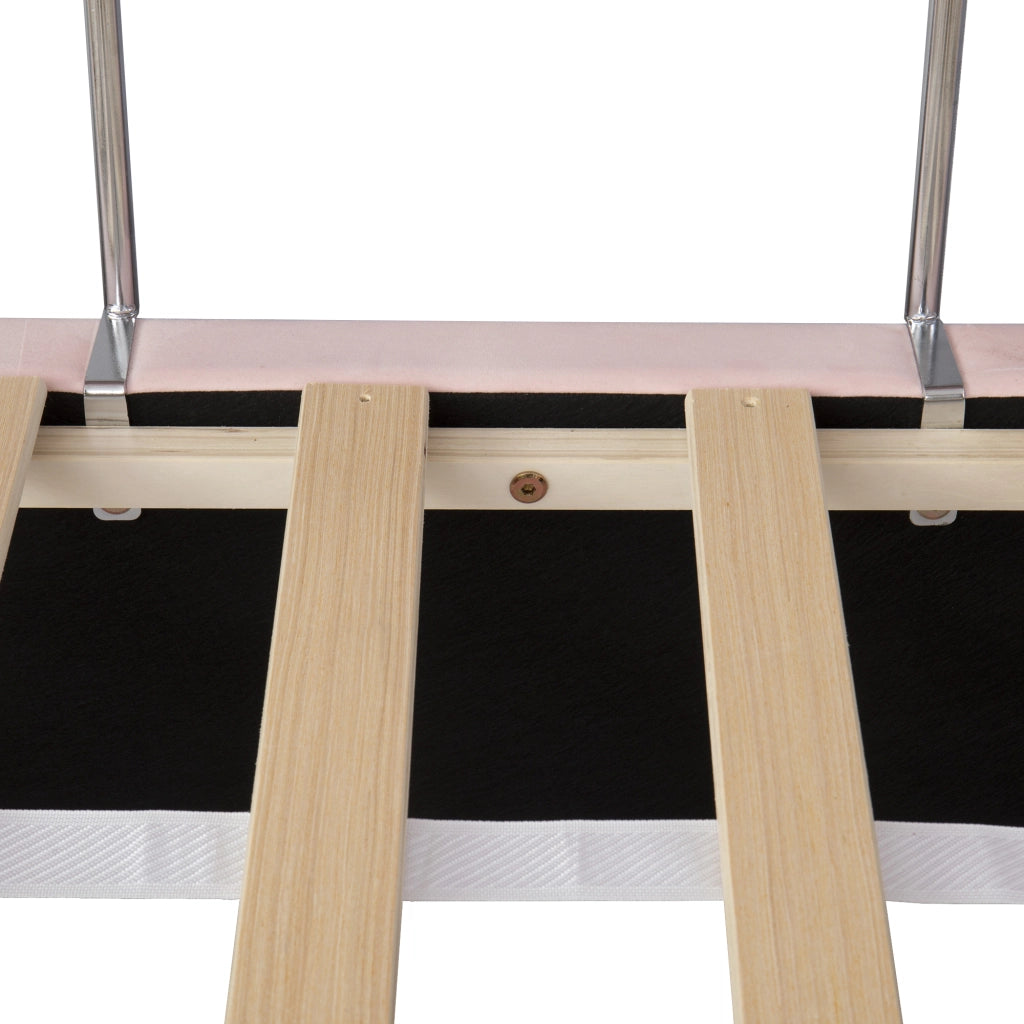 Letto per Bambini 140x200 cm - Vani aperti; LED e Testiere imbottite in Velluto Rosa