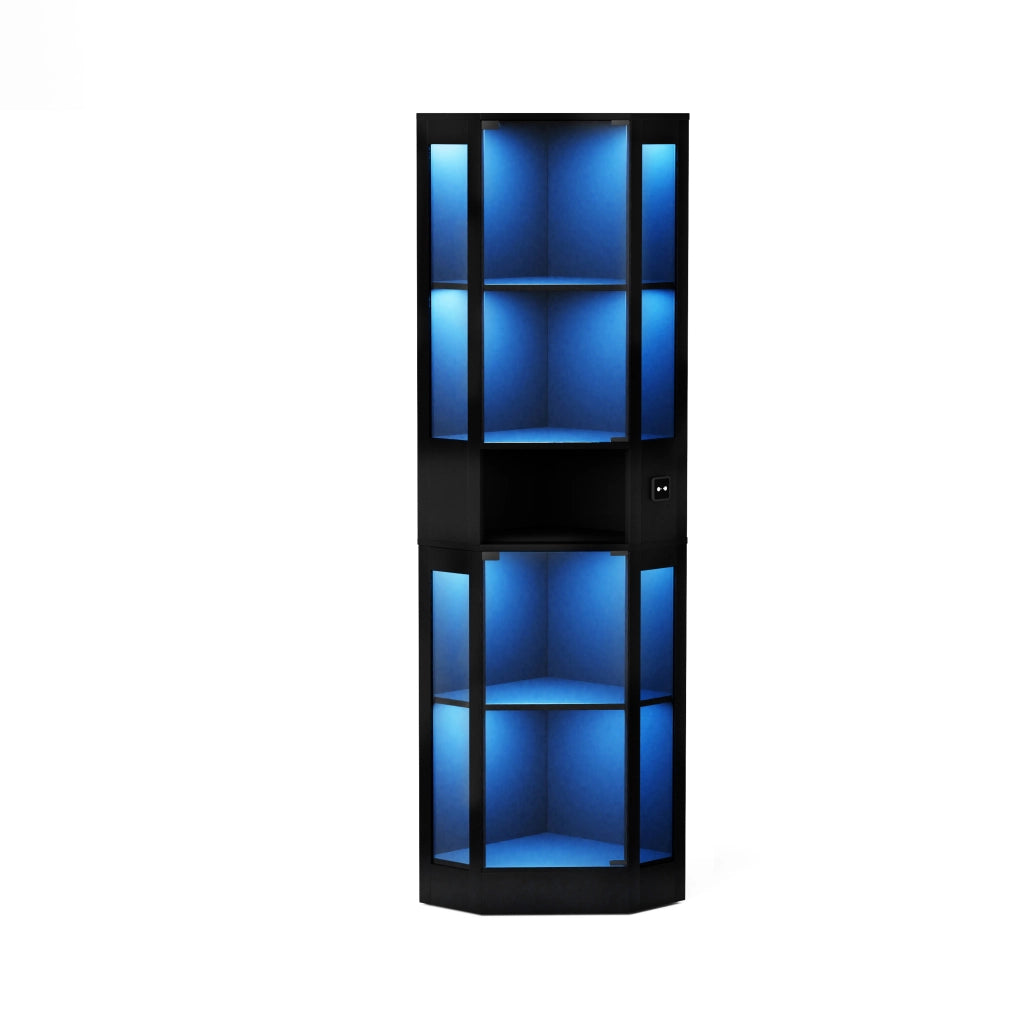 VETRINA in vetro 57x165x40 cm Nero con illuminazione LED