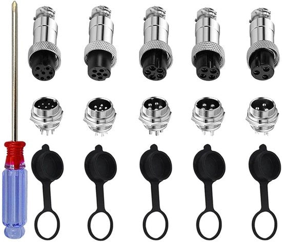Set di 15 presine aeree per aviazione, 5A 12 mm, metallo, protezione in gomma, chiave a stella