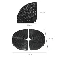 Base per Ombrellone a Braccio da 4 Pezzi in HDPE Riempibili con Acqua e Sabbia, Ø100x8 cm, Nero