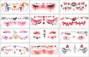 Tatuaggi per il viso 12 pz - Adesivi make-up acqua resistenti - Tatuaggi temporanei - Unisex per bambini e adulti - Decorazione per Halloween - 16x7cm