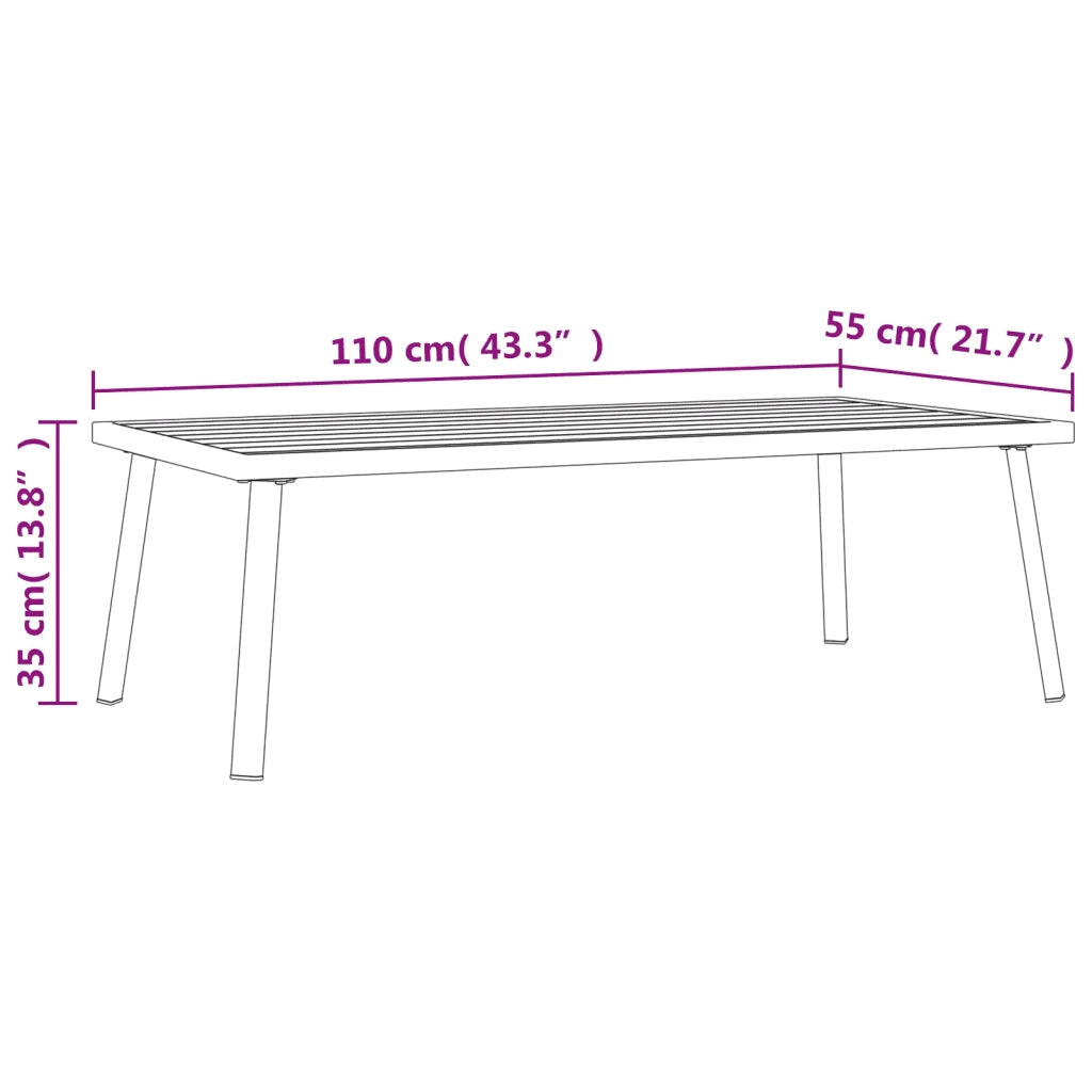 Tavolino da Giardino Antracite 110x55x35 cm Acciaio 362813