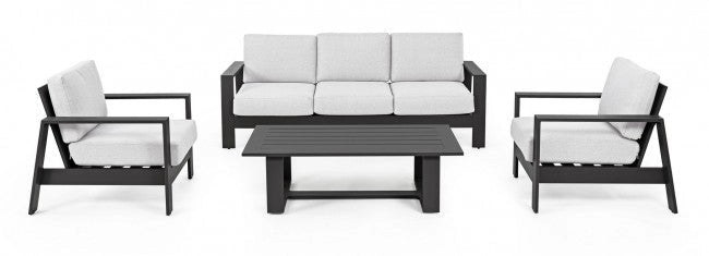 Set Salotto da Giardino Divano 2 Poltrone e Tavolino Baltic Antracite
