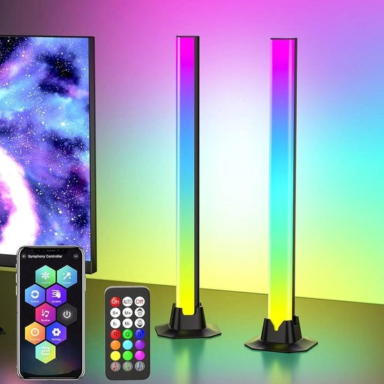 Barra di illuminazione RGB sottile 16,5" – 16 milioni di colori, sincronizzazione musicale, modalità di scena – illuminazione ambientale per TV e salotto di gioco