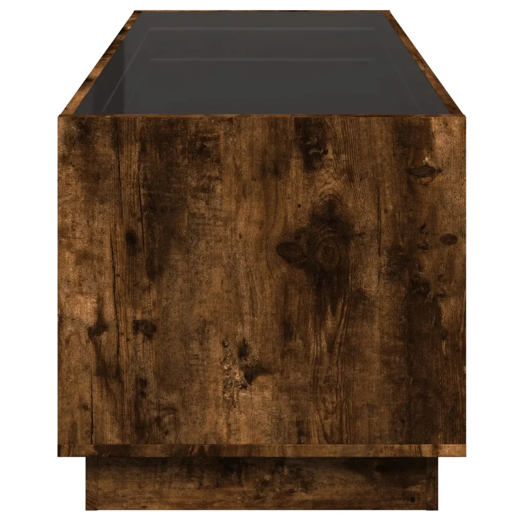 Tavolino da Salotto con LED Infinity Rovere Fumo 90x50x50 cm