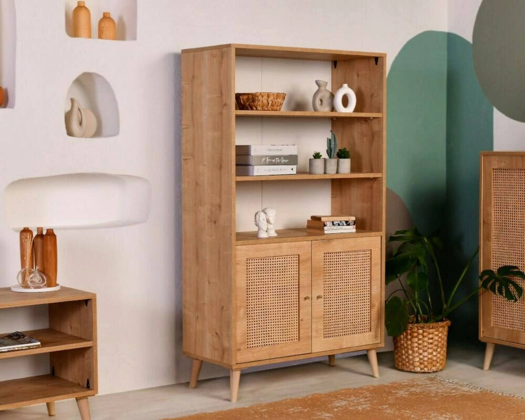 Credenza Skopje, Buffet da soggiorno, Madia da salotto, Dispensa da cucina, 90x40h110 cm, Quercia
