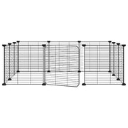 Gabbia per animali domestici a 12 pannelli con porta 35 x 35 cm nera 02_0041559