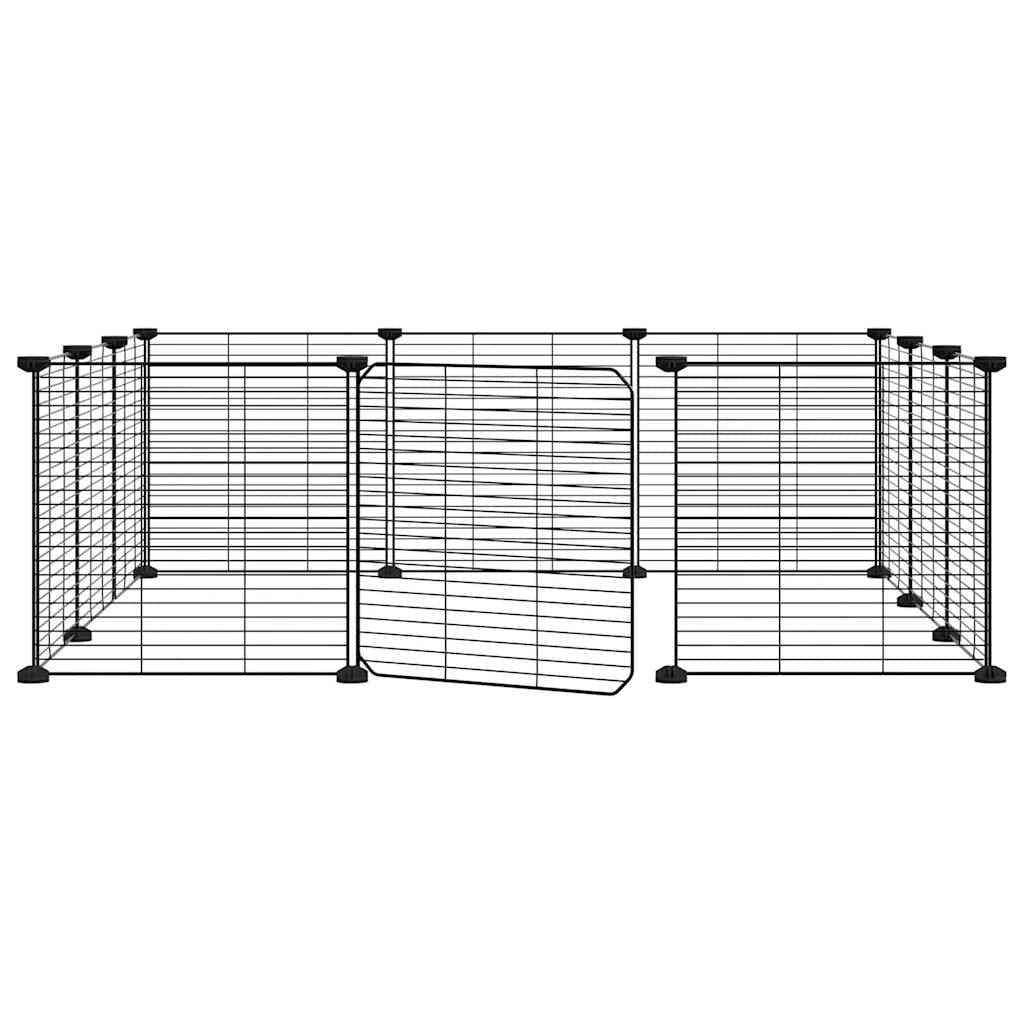 Gabbia per animali domestici a 12 pannelli con porta 35 x 35 cm nera 02_0041559