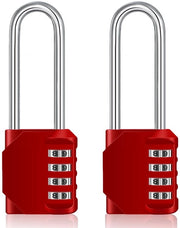 Combinazione a 4 cifre, combinazione per sporte, catena di serratura resistente al tempo per porte e cancelli da giardino (2 pezzi, rosso, lungo)