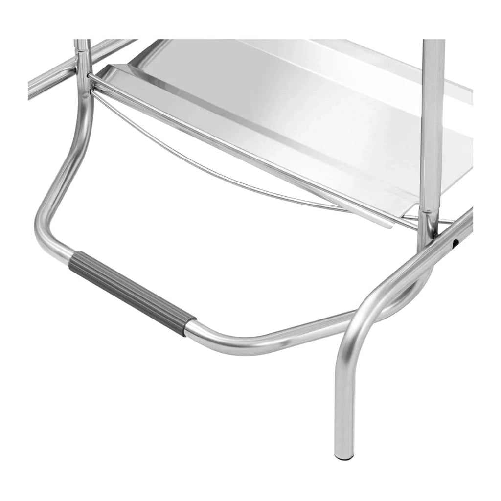 Carrello portarifiuti a pedale color argento con 2 ruote girevoli e freno 14_0005899