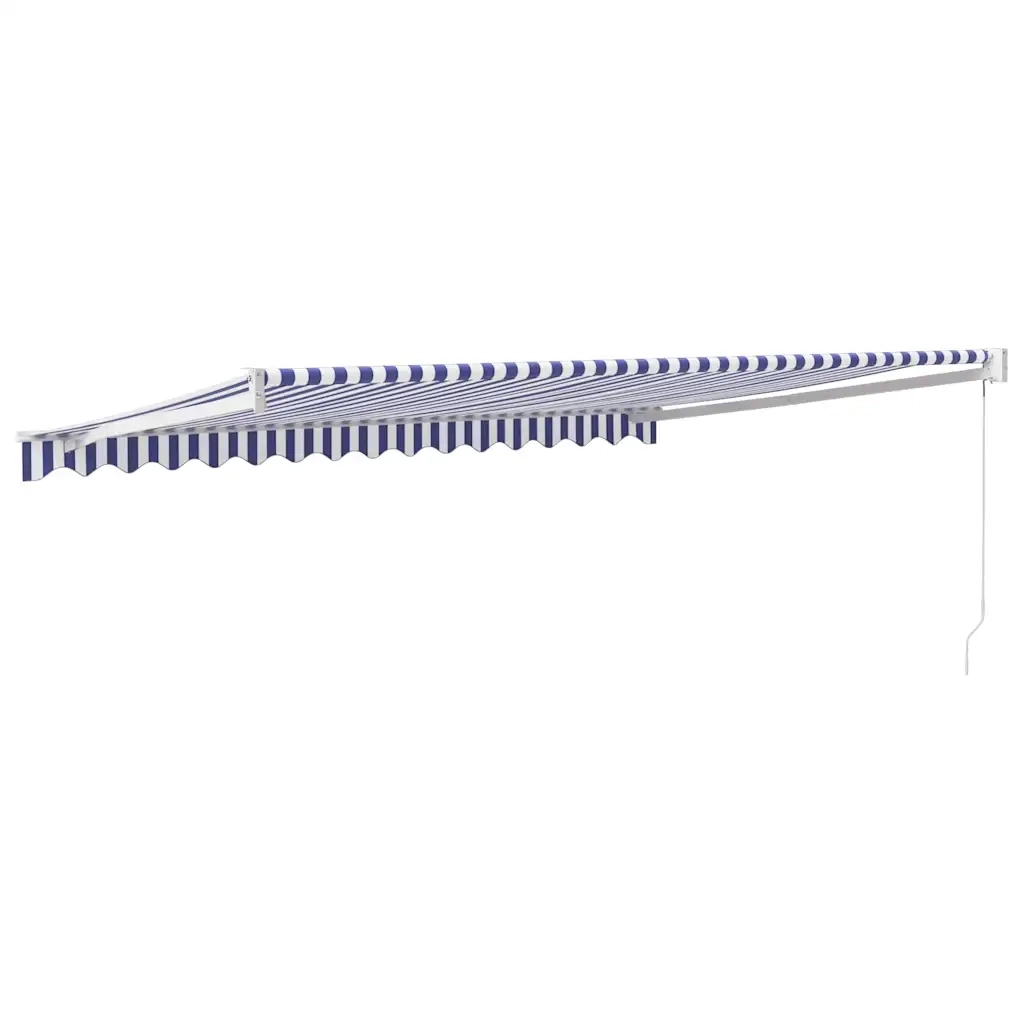 Tenda Sole Retrattile Blu e Bianca 4,5x3 m Tessuto e Alluminio 3154424