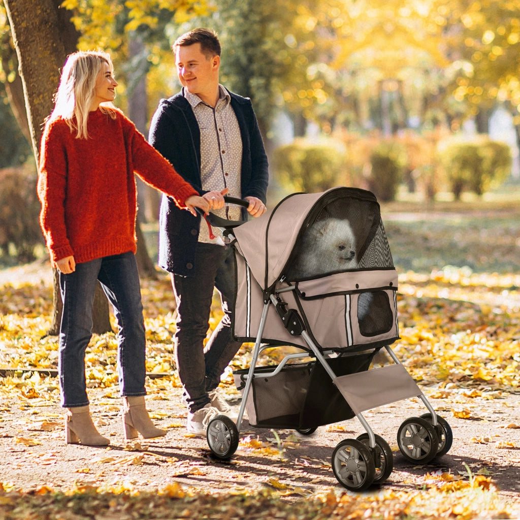 Carrello per cani pieghevole con portabicchieri e copertura ¨C zephmum ¨C marrone