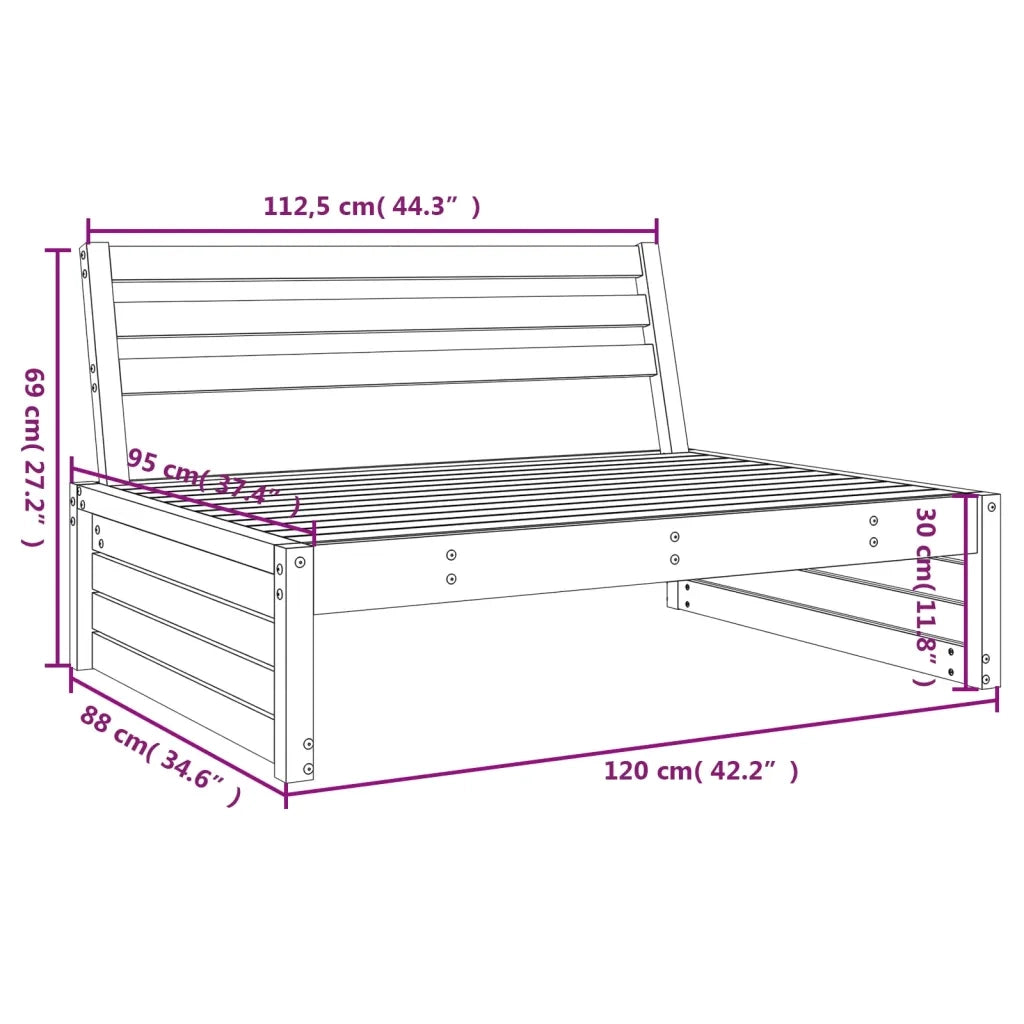 Divano Centrale Giardino 120x80cm Legno Massello Douglas 825749