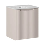 Insieme VANO cachemire e bianco 50cm: mobile sottolavabo con ante a scanalature verticali + lavabo incassato bianco