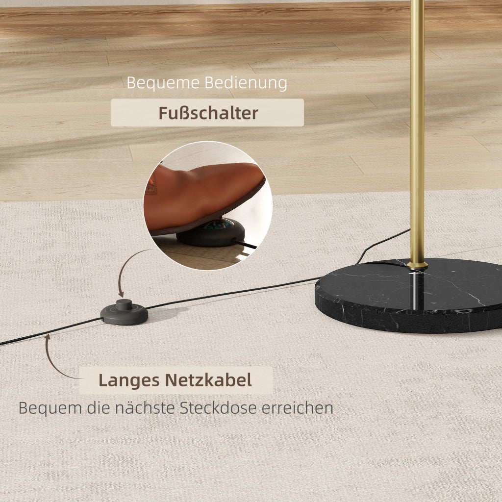 Lampada da terra a braccio regolabile ¨C ZephMum ¨C Nero/Oro 170-180cm base marmo