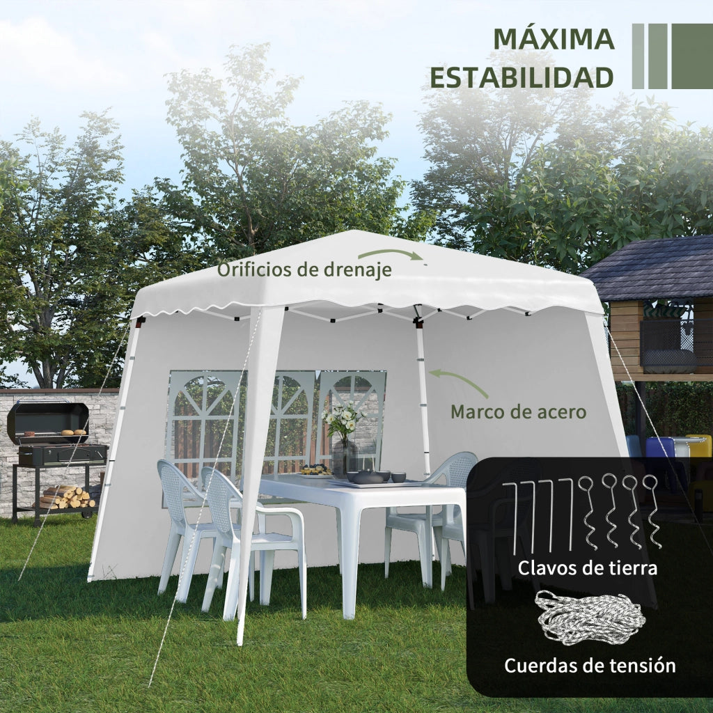 Carpa Pieghevole per Giardino con 2 Pareti Laterali ¨C Zephmum ¨C 2.89x2.89m Bianco