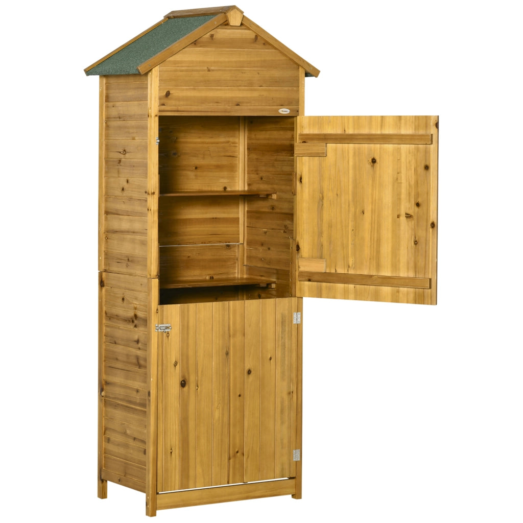 Armadio da giardino 2 ante 2 ripiani ¨C zephmum ¨C legno naturale 79x49x190cm
