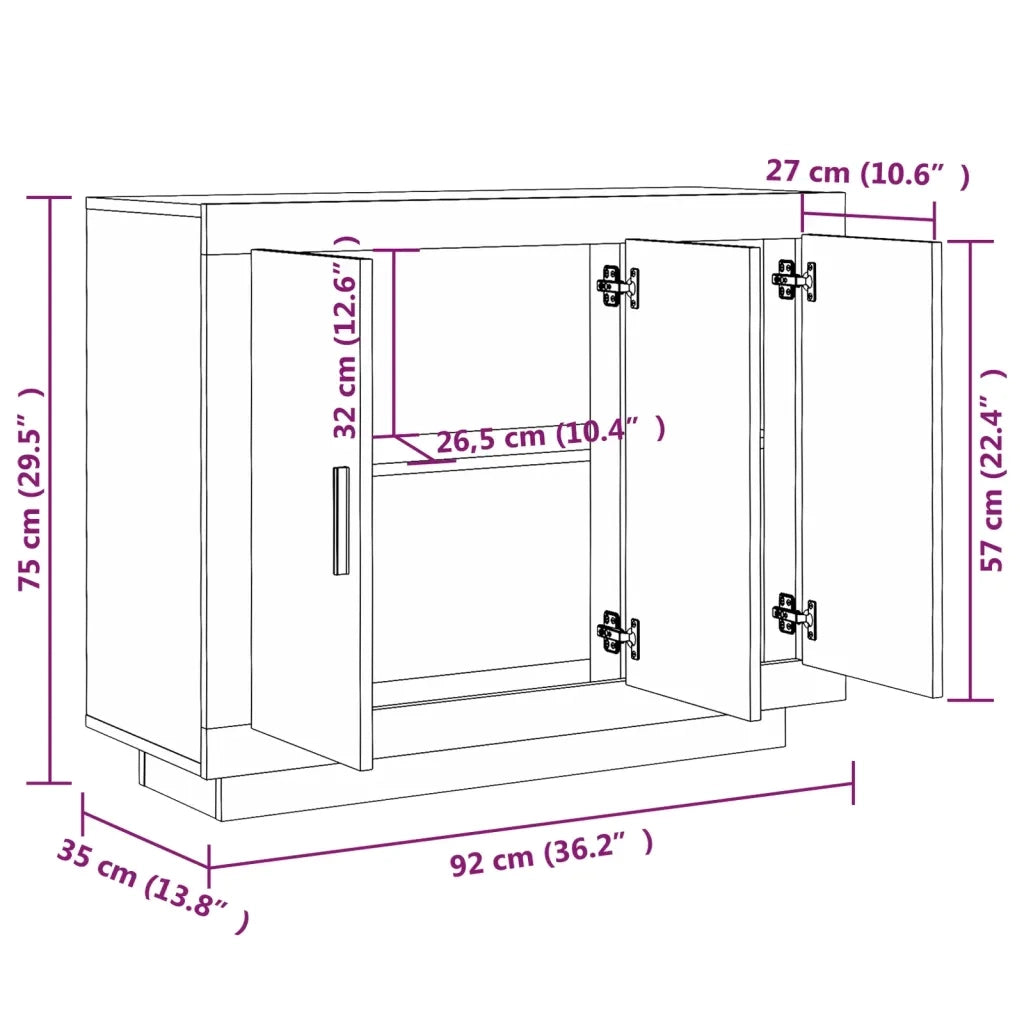 Credenza Grigio Cemento 92x35x75 cm in Legno Multistrato 811839