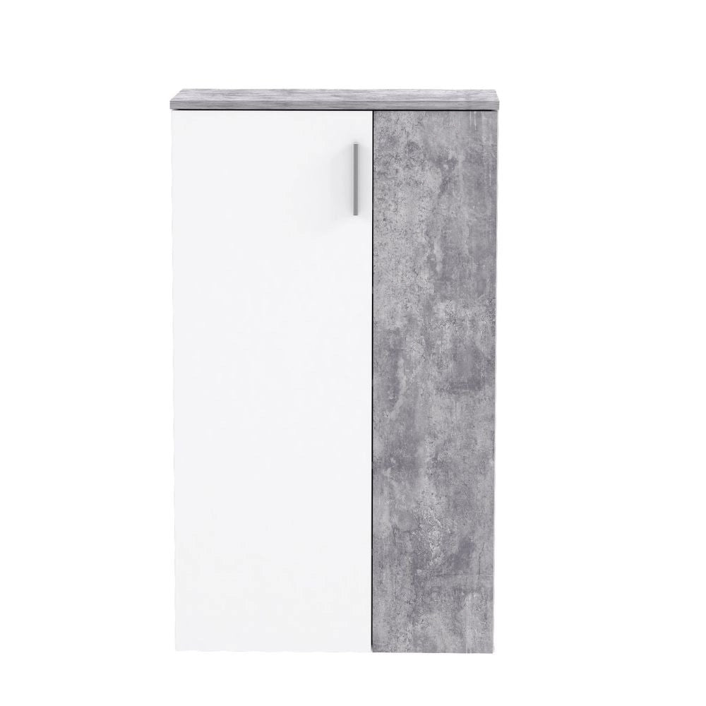 Mobile multiuso scarpiera 2 ante con 5 ripiani colore bianco e cemento Lucio 69x34x120H