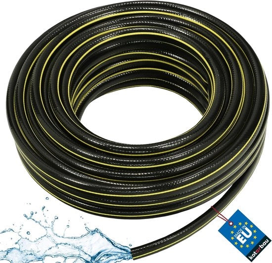 Serpentone di Gomma per Giardinaggio - Professionale per Lavori di Fondazione - 30 m - Nero-Giallo