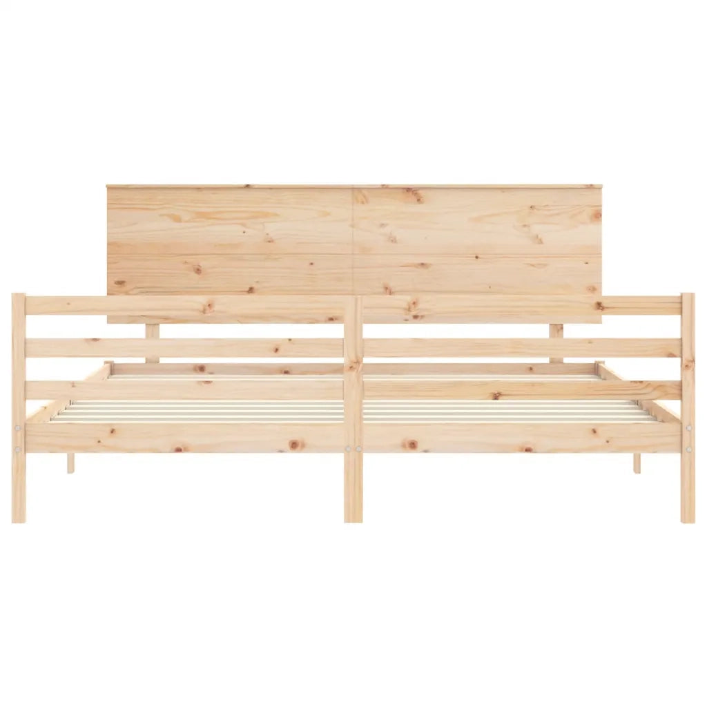 Giroletto con Testiera-Struttura Letto con testiera 200x200 cm in Legno Massello 483956