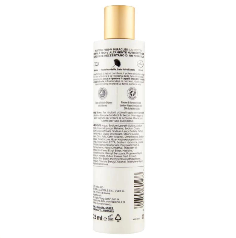 PANTENE SHAMPOO MIRACLES MORBIDI & SETOSI CON BIOTINA + PROTEINA DELLA SETA IDROLIZZATA 225 ML