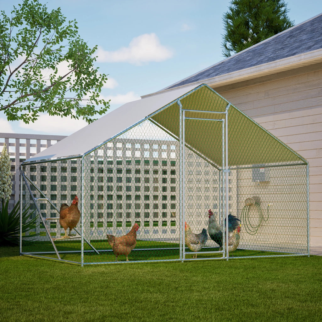 Recinto per polli in metallo 3 x 2 x 2 m con copertura PE