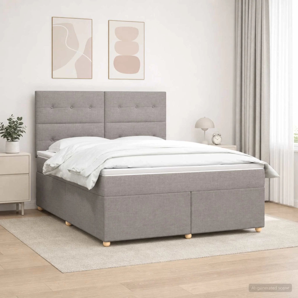 Letto box spring con materasso Tortora 140 x 200 cm Tessuto 3453904