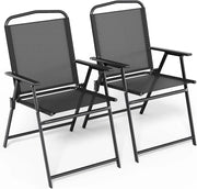 Set di 2 sedie da giardino pieghevoli con schienale, braccioli, sedie da terrazza, sedie da pranzo, fino a 150 kg, sedia pieghevole per campeggio, spiaggia, giardino, piscina, terrazza, colore