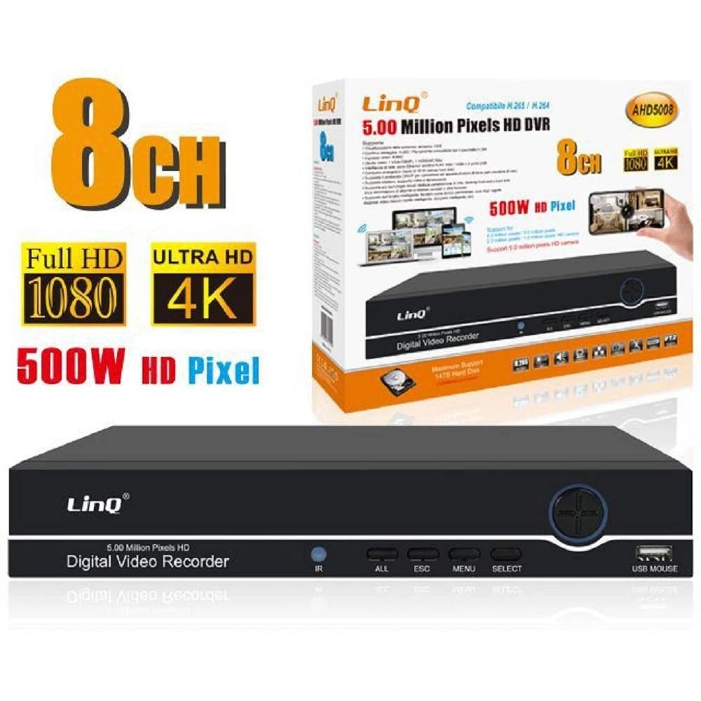Trade Shop - Dvr Digital Video Recorder 8 Canali Ahd Full Hd 1080p 4k 500w H.265/h.264 Ahd5008 -