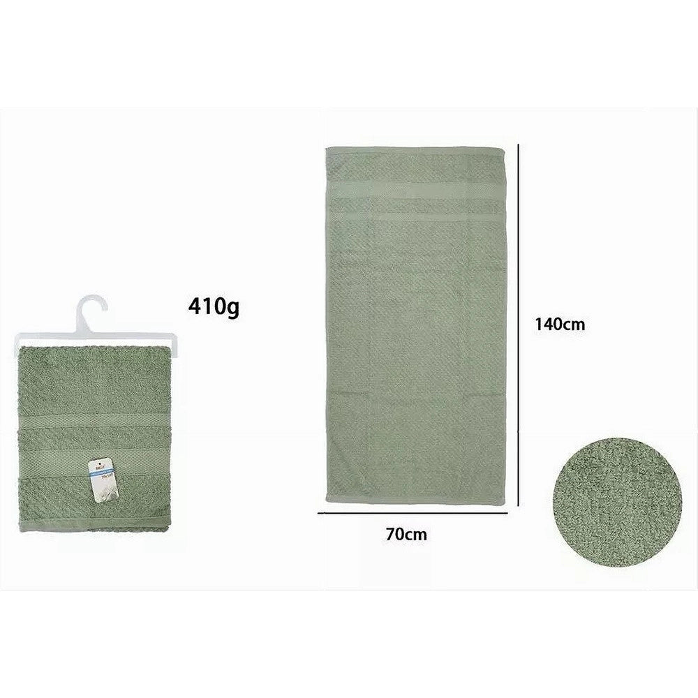 Trade Shop - Asciugamano Da Bagno Telo In Cotone Morbida 70 X 140 Cm 410gr Colore Verde 79492 -