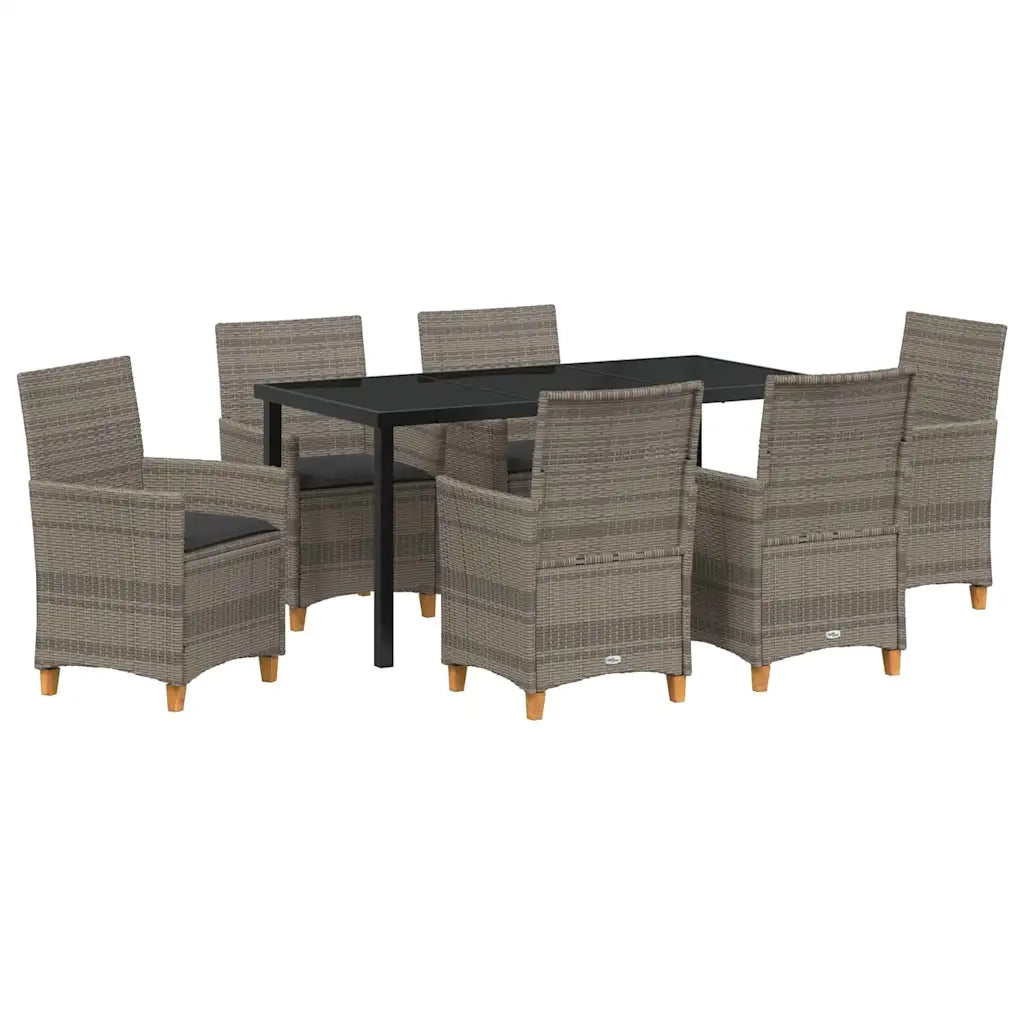 Set da Pranzo per Giardino 7 pcs Grigio polyrattan 3381076