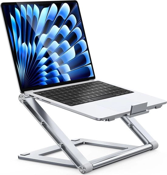 Stand per laptop pieghevole - Scrivania ergonomica adattabile - Raffreddamento ventilato in alluminio - Compatibile con MacBook Air Pro HP - 10-16 pollici