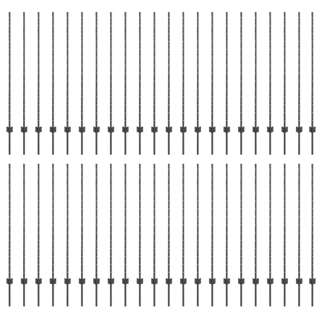 Palo della recinzione 44 pcs Grigio 180 cm Acciaio 3335941