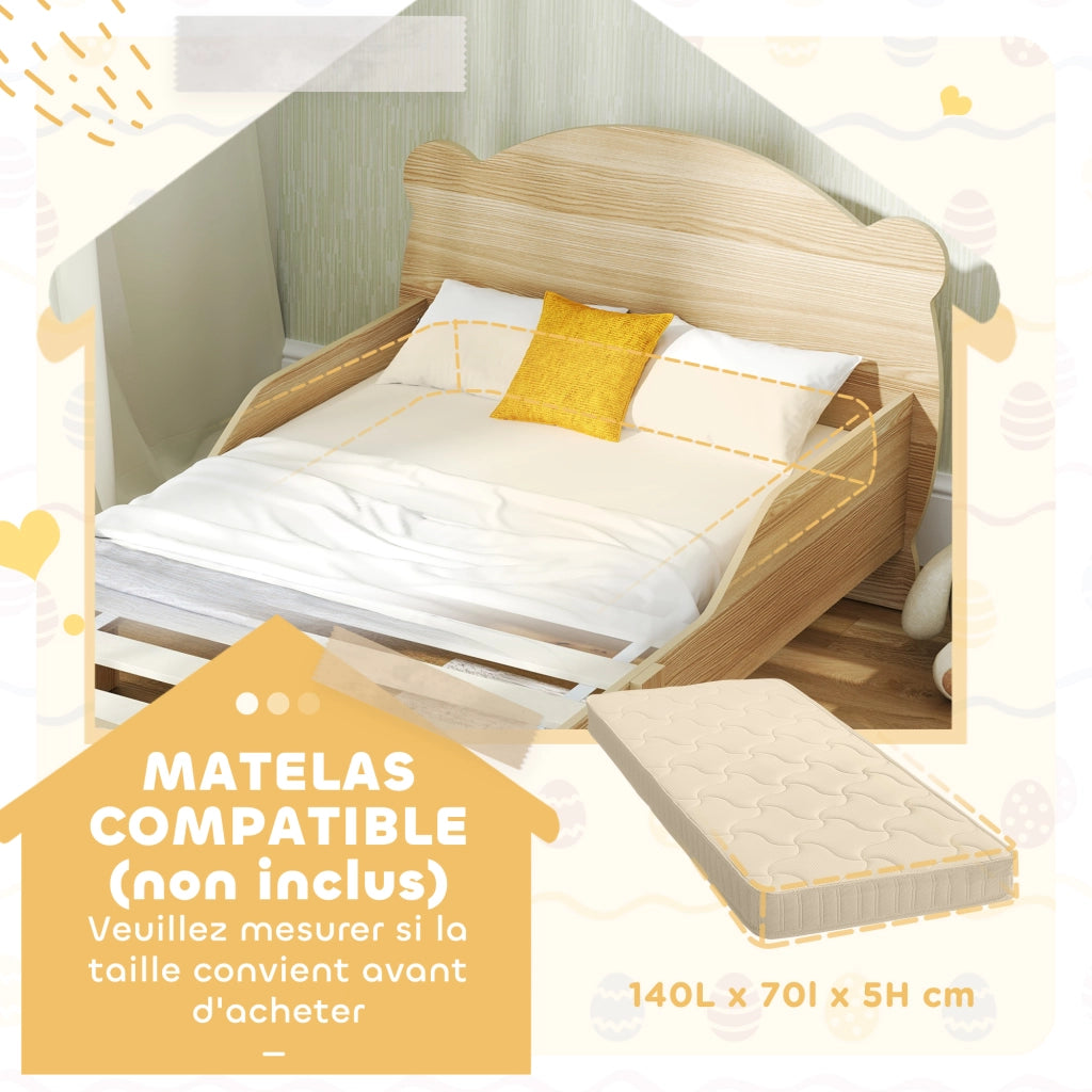 Letto a soppalco per bambini con barriere ¨C zephmum ¨C 70x140 cm legno naturale