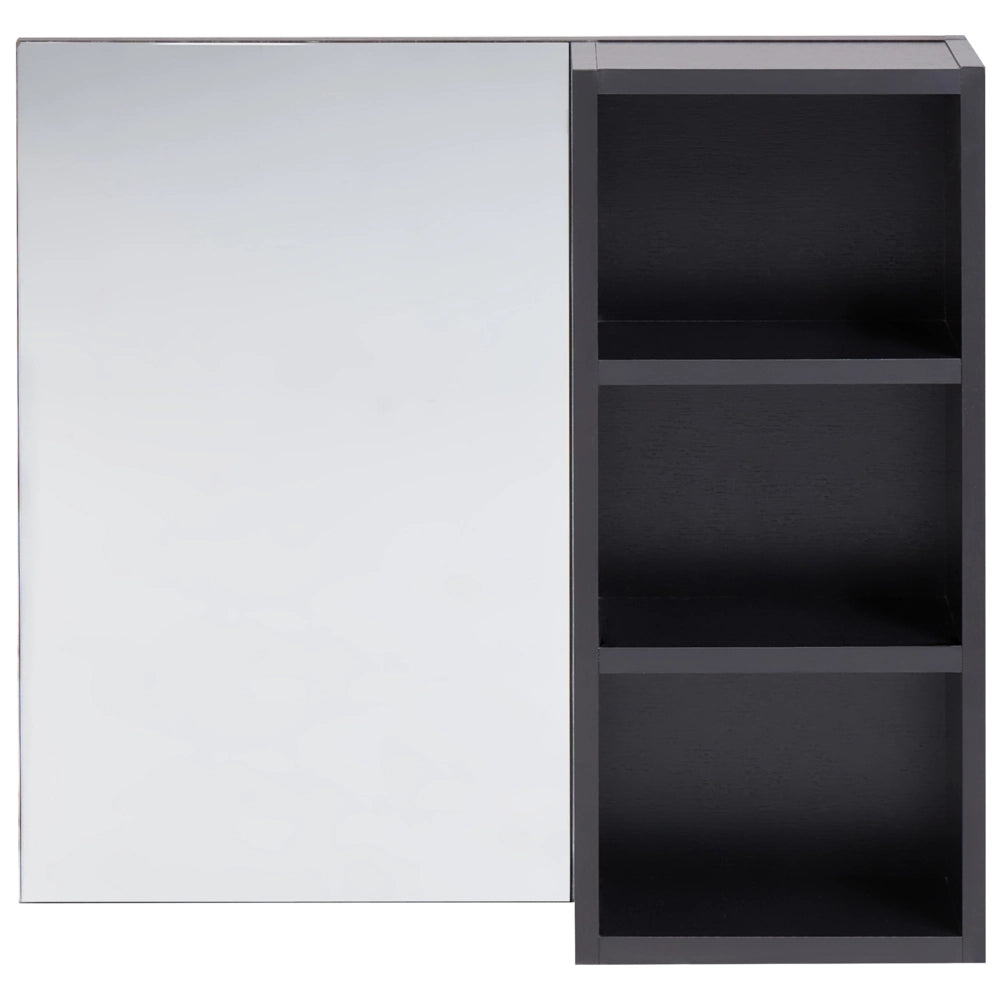 Mobiletto da bagno a parete con armadio a specchio effetto marmo nero Finitura melaminica