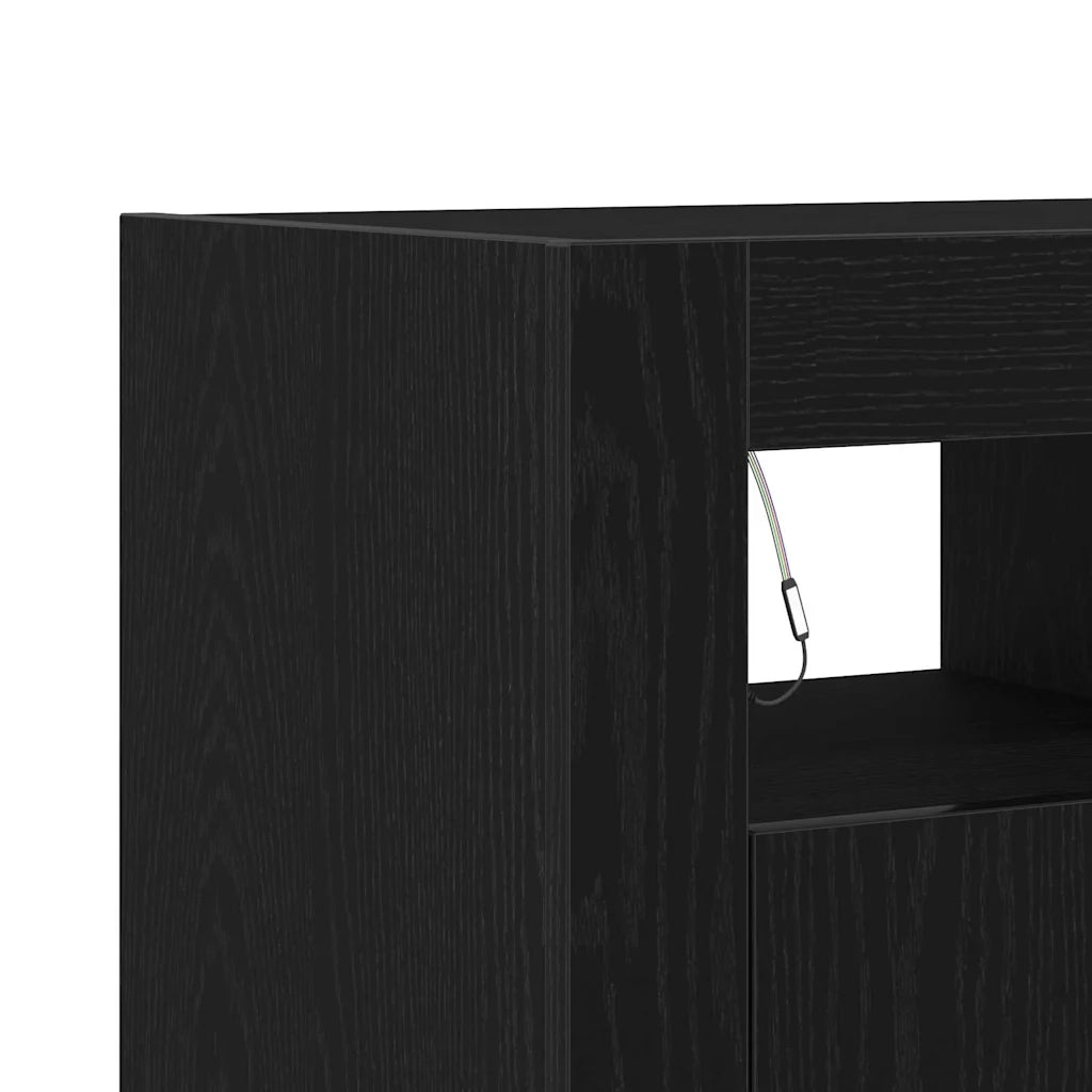 Credenza Rovere Nero 80 x 35 x 75 cm Legno multistrato 862568