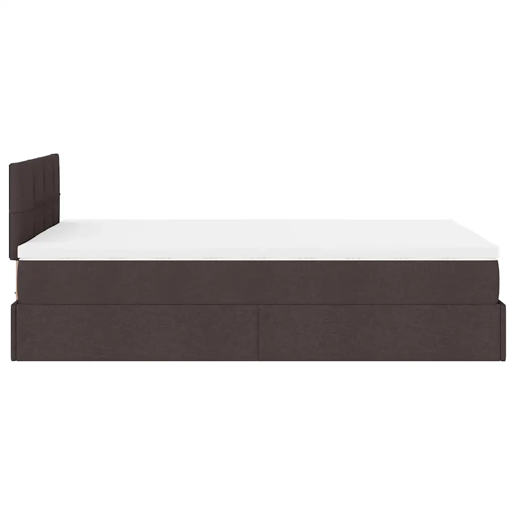 Pouf Letto con Materasso Marrone Scuro 120x200 cm in Tessuto 3311452