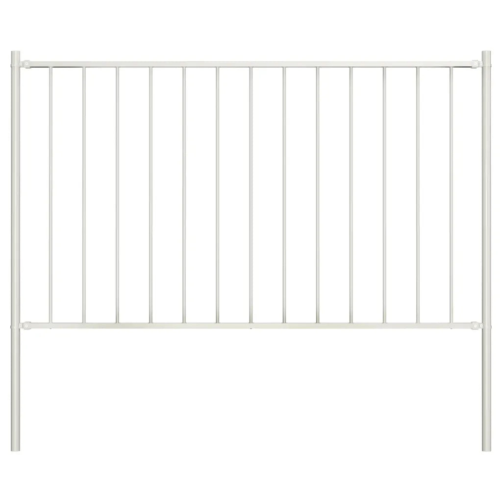 Pannello Recinzione con Pali Acciaio Verniciato 1,7x1m Bianco