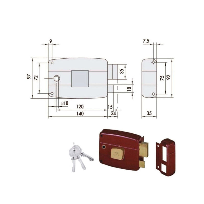 Serratura App.Legno Dx 50181-60-1 Cisa