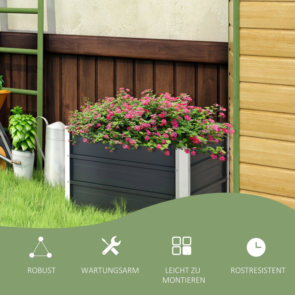 Hochbeet da giardino in acciaio ¨C zephmum ¨C grigio scuro 66x47x40 cm