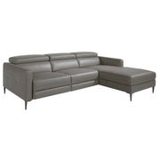 Divano relax chaise longue destro in pelle grigio scuro