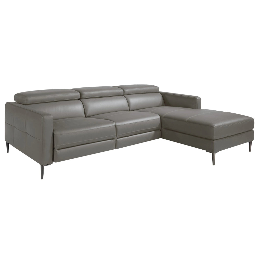 Divano relax chaise longue destro in pelle grigio scuro