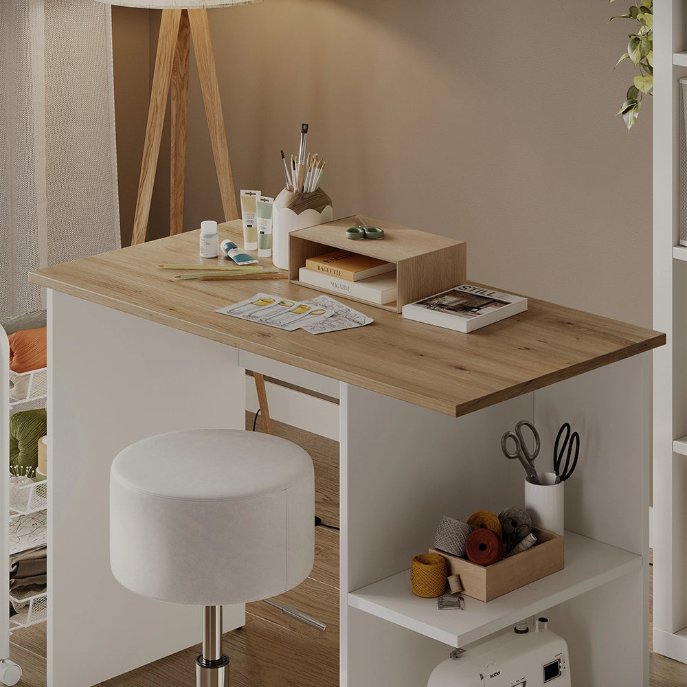 Vicco Scrivania con ripiani Bianco/Artisan 100 x 50 cm